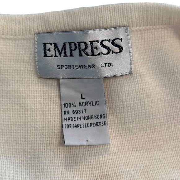 Vintage White Orange Halloween Sweater Vest Womens Sz Large Pumpkin Black Cat - Picture 8 of 16